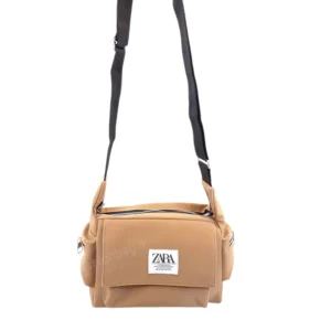 کیف دوشی و اسپرت زارا (ZARA) – رنگ قهوهای روشن (نسکافهای) با بند