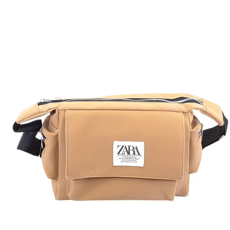 کیف دوشی و اسپرت زارا (ZARA) – رنگ قهوه‌ای روشن (نسکافه‌ای) نما ازجلو